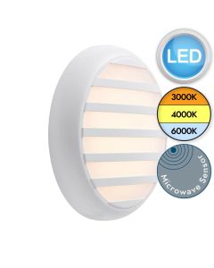 Saxby Lighting - Hero - 95547 & 95541 - LED White Opal IP65 Microwave Grill Bezel Outdoor Sensor Bulkhead Light