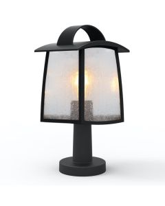 Lutec - Kelsey - 7273602012 - Black Clear Seeded Glass IP44 Outdoor Post Light