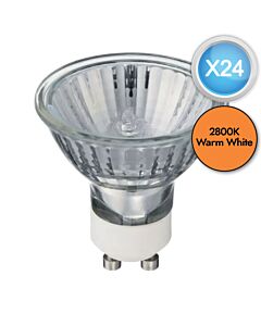 Pack of 24 - 50 Watt Halogen GU10 Warm White Dimmable Light Bulbs