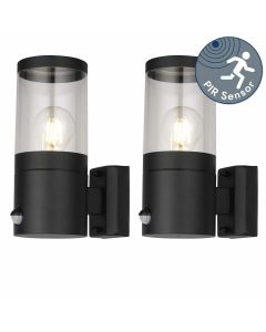 Set of 2 Storm - Black IP44 Outdoor Motion Sensor Wall Lights