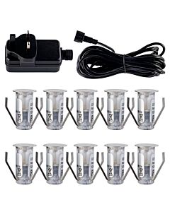 Set of 10 - 15mm Stainless Steel IP67 Cool White LED Decking Kit