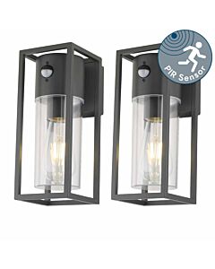 Set of 2 Hale - Black Motion Sensor Outdoor Wall Lights