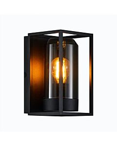 Nordlux - Griffin - 2218131047 - Black Smoked IP44 Outdoor Half Lantern Wall Light