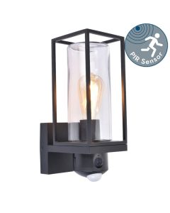 Lutec Connect - Flair - 5288811012 - Black Clear Glass IP44 Outdoor Sensor and Camera Wall Light