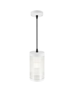 Nordlux - Coupar - 2218053001 - White Clear Ribbed Glass IP54 Outdoor Ceiling Pendant Light