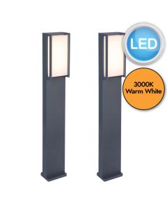 Set of 2 Qubo - LED Dark Grey Opal IP54 Outdoor Post Lights