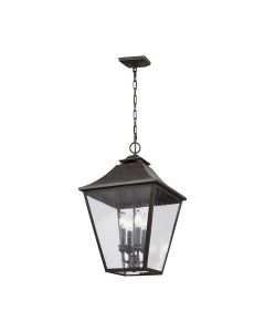 Feiss Lighting - Galena - FE-GALENA8-XL-SBL - Sable Clear Seeded Glass 4 Light IP44 Outdoor Ceiling Pendant Light