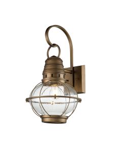 Kichler Lighting - Bridgepoint - KL-BRIDGEPOINT-L-NBR - Natural Brass Clear Seeded Glass IP44 Outdoor Wall Light