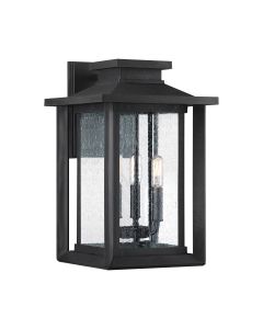 Quoizel Lighting - Wakefield - QZ-WAKEFIELD-L-TBK - Black Clear Seeded Glass 3 Light IP44 Outdoor Wall Light