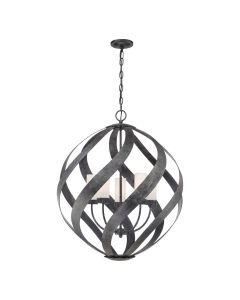 Quintiesse - Blacksmith - QN-BLACKSMITH-5P-OBK - Black Opal Glass 5 Light IP44 Outdoor Ceiling Pendant Light