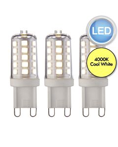 Saxby Lighting - 98433 - Set of 3 Cool White 3.2W - Dimmable LED G9 Light Bulbs