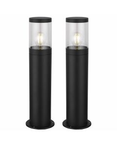 Set of 2 Storm - Black IP44 Outdoor 50cm Post Lights