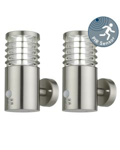 Set of 2 Bloom - Brushed Stainless Steel Outdoor Motion Sensor Lights