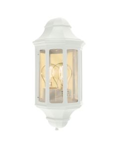 Norlys Lighting - Malaga Mini - M8-2-MINI-WHITE - White Clear IP44 Outdoor Half Lantern Wall Light