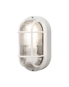 Konstsmide - Elmas - 7650-200 - White Clear Ribbed Glass IP44 Outdoor Bulkhead Light