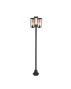 Lutec - Pine - 7196603012 - Black Clear Glass 3 Light IP44 Outdoor Lamp Post