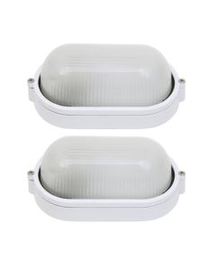 Set of 2 Echo - White Opal IP44 Outdoor Bulkhead Lights