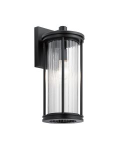 Kichler Lighting - Barras - KL-BARRAS2-M-BK - Black Clear Glass IP44 Outdoor Wall Light