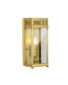 Elstead Lighting - Holborn - HL7-S-BB - Brushed Brass Clear Glass IP44 Outdoor Half Lantern Wall Light