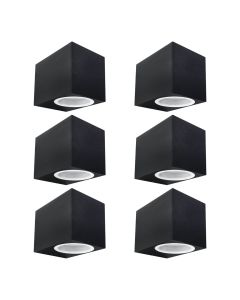 Set of 6 Falmouth - Black Downwards Outdoor IP44 Wall Light