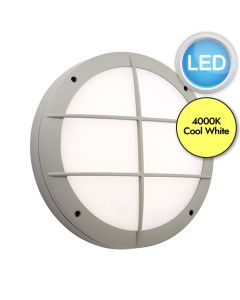 Saxby Lighting - Luik - 61652 & 61651 - LED Grey Opal 18w Gear Tray Grill Casing Outdoor Bulkhead Light