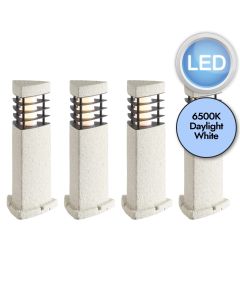 Set of 4 Clifton - Grey Stone Effect IP44 LED Outdoor 50cm Post Lights