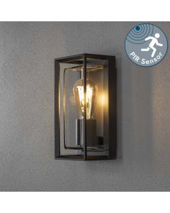 Konstsmide - Brindisi - 7885-750 - Black Clear Glass IP54 Outdoor Sensor Wall Light