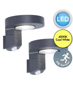 Set of 2 Diso - LED Grey Clear IP44 Solar Outdoor Sensor Wall Lights