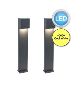 Set of 2 Gemini XF - LED Dark Grey Clear Glass IP54 Outdoor Post Lights