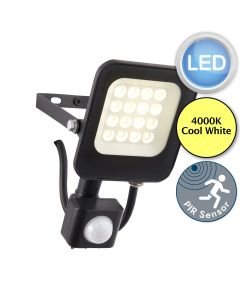 Saxby Lighting - Guard PIR Override - 108672 - LED Black Clear Glass IP65 Outdoor Sensor Floodlight