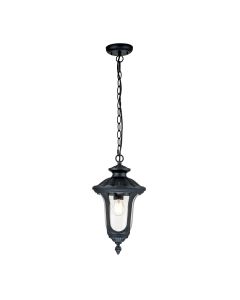 Elstead Lighting - Chicago - CC8-S-BK - Black Clear Seeded Glass IP44 Outdoor Ceiling Pendant Light