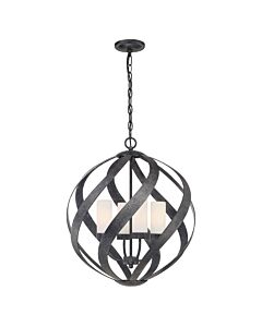 Quintiesse - Blacksmith - QN-BLACKSMITH-4P-OBK - Black Opal Glass 4 Light IP44 Outdoor Ceiling Pendant Light