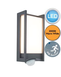 Lutec - Qubo - 5193002118 - LED Dark Grey Opal IP54 Outdoor Sensor Wall Light