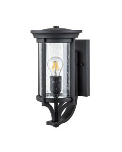 Feiss Lighting - Merrill - FE-MERRILL1-S-BLK - Black Clear Seeded Glass IP44 Outdoor Wall Light