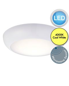 Saxby Lighting - Forca Microwave - 77893 - LED White Opal IP65 Microwave Plain Bezel 12w Outdoor Sensor Bulkhead Light