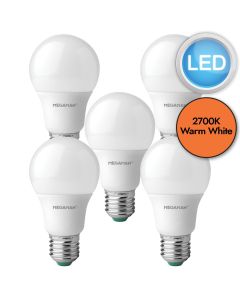 5 x 8.6W LED E27 Light Bulbs - Warm White