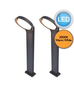 Set of 2 Polo - LED Dark Grey Opal IP54 Outdoor Post Lights