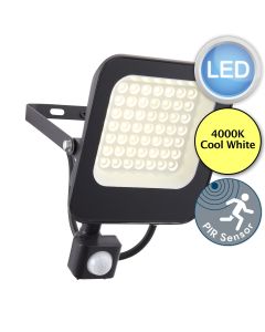 Saxby Lighting - Guard PIR Override - 108674 - LED Black Clear Glass IP65 Outdoor Sensor Floodlight