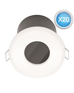 Set of 20 Fire Rated Bathroom Downlights - White IP65 Recessed Downlights