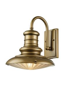 Feiss Lighting - Redding Station - FE-REDDING2-M-PDB - Distressed Brass Prismatic Glass IP44 Outdoor Wall Light