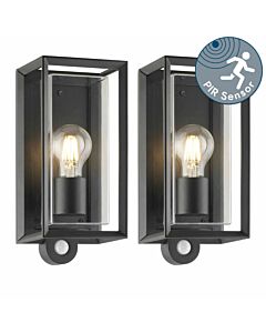 Set of 2 Brandon - Black Motion Sensor Outdoor Wall Lights