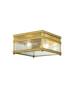 Elstead Lighting - Holborn - HOLBORN-F-BB - Brushed Brass Clear Glass 2 Light IP44 Coastal Resistant Outdoor Ceiling Flush Light