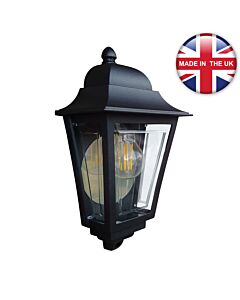 Elstead Lighting - Deco Lane - DECO-LANE7-BLACK - Black Clear IP44 Outdoor Half Lantern Wall Light