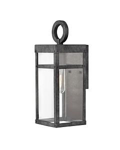 Quintiesse - Porter - QN-PORTER-S-DZ - Aged Zinc Clear Glass IP44 Outdoor Half Lantern Wall Light