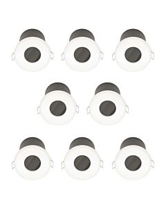 Set of 8 Fire Rated Bathroom Downlights - White IP65 Recessed Downlights