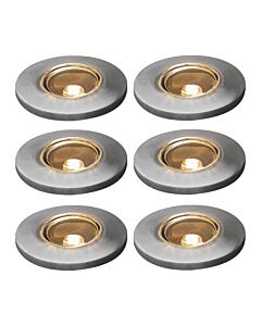 Konstsmide - Set of 6 Mini LED Ground Spot - 7477-000 - Stainless Steel IP44 Outdoor Plinth & Deck Kits