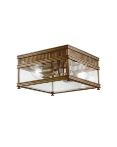 Elstead Lighting - Holborn - HOLBORN-F-DB - Dark Bronze Clear Glass 2 Light IP44 Coastal Resistant Outdoor Ceiling Flush Light