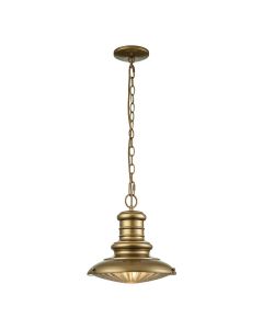 Feiss Lighting - Redding Station - FE-REDDING8-M-PDB - Distressed Brass Prismatic Glass IP44 Outdoor Ceiling Pendant Light