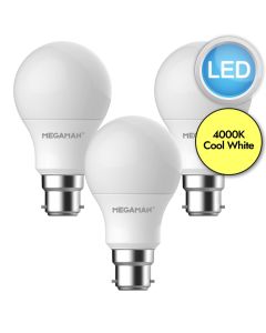 3 x 8.6W LED B22 Light Bulbs - Cool White