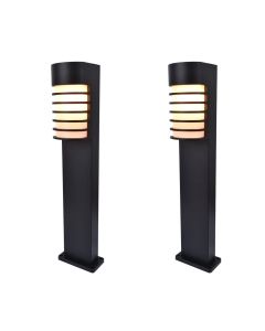 Set of 2 Fulton - Black Opal IP54 Outdoor Post Lights